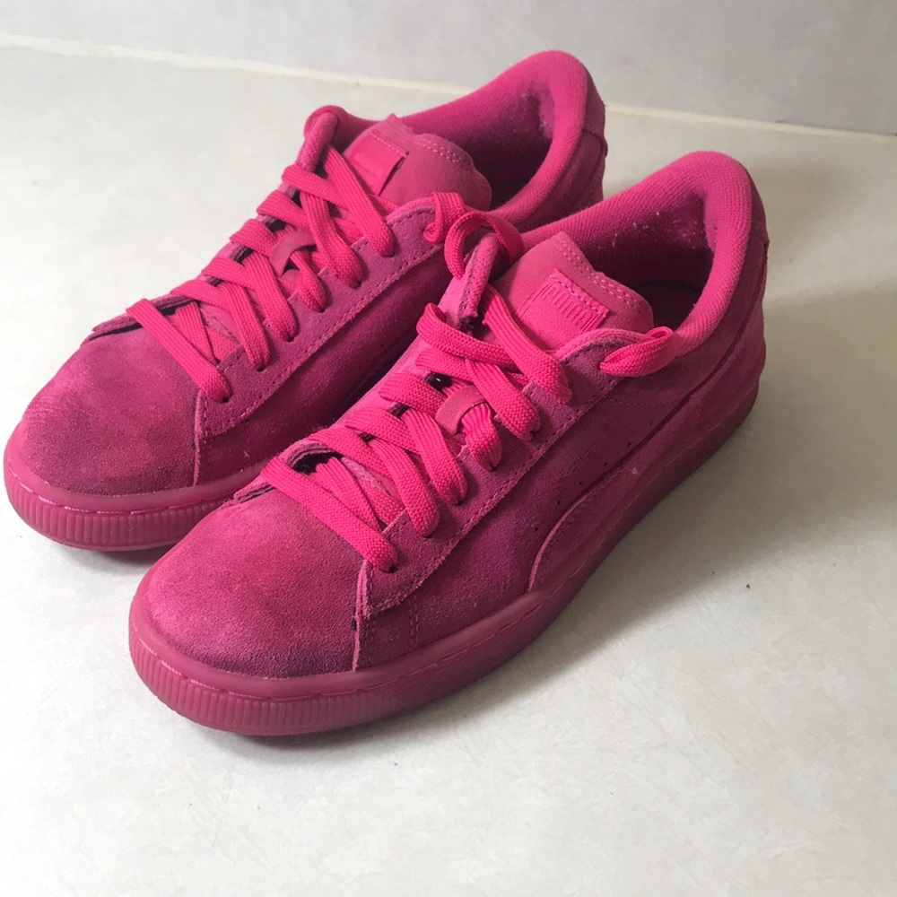pink suede pumas